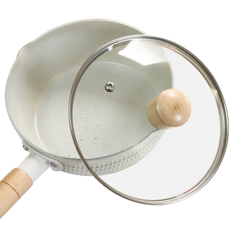 Hot Sale Stainless Steel Kitchen Steamer Boiling Baby Pot Grill Milk Pot Nonstick Cookware With Wooden Handle