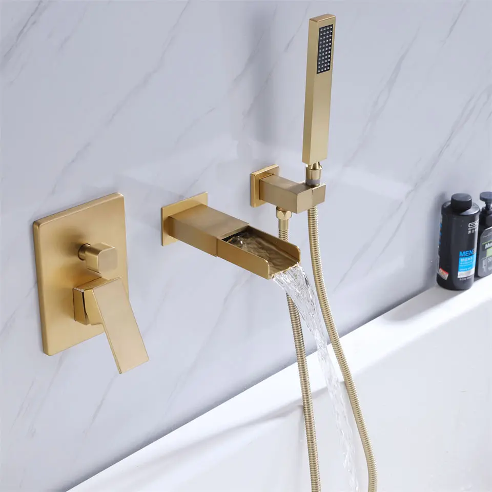 Wall-mounted Bathtub Faucet Chrome Plated Brass Shower Hot And Cold Water Mixing Valve