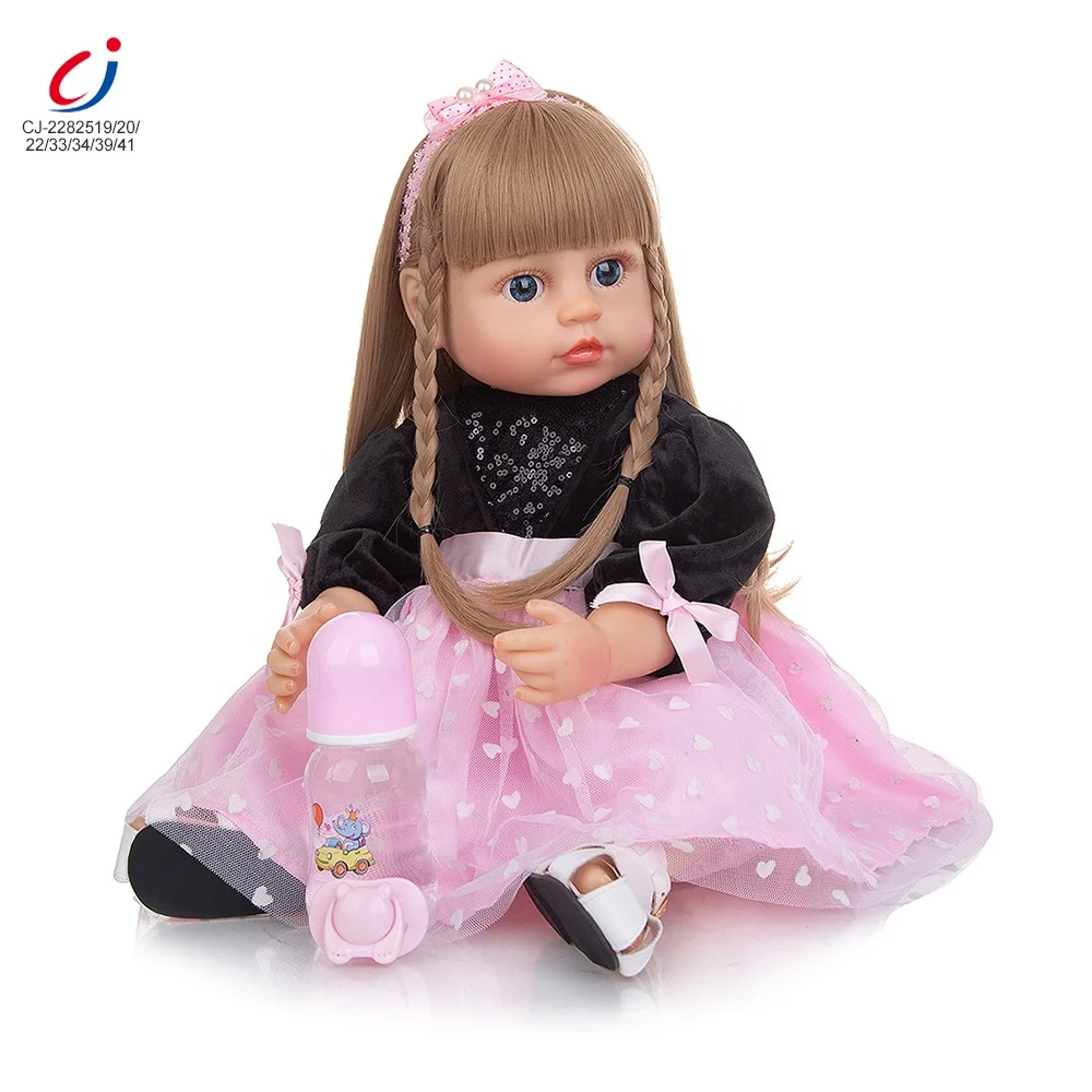 Chengji 55 CM Simulation Baby Bottle Lifelike Cute Soft Silicone Realistic Reborn Doll Toy for Kids