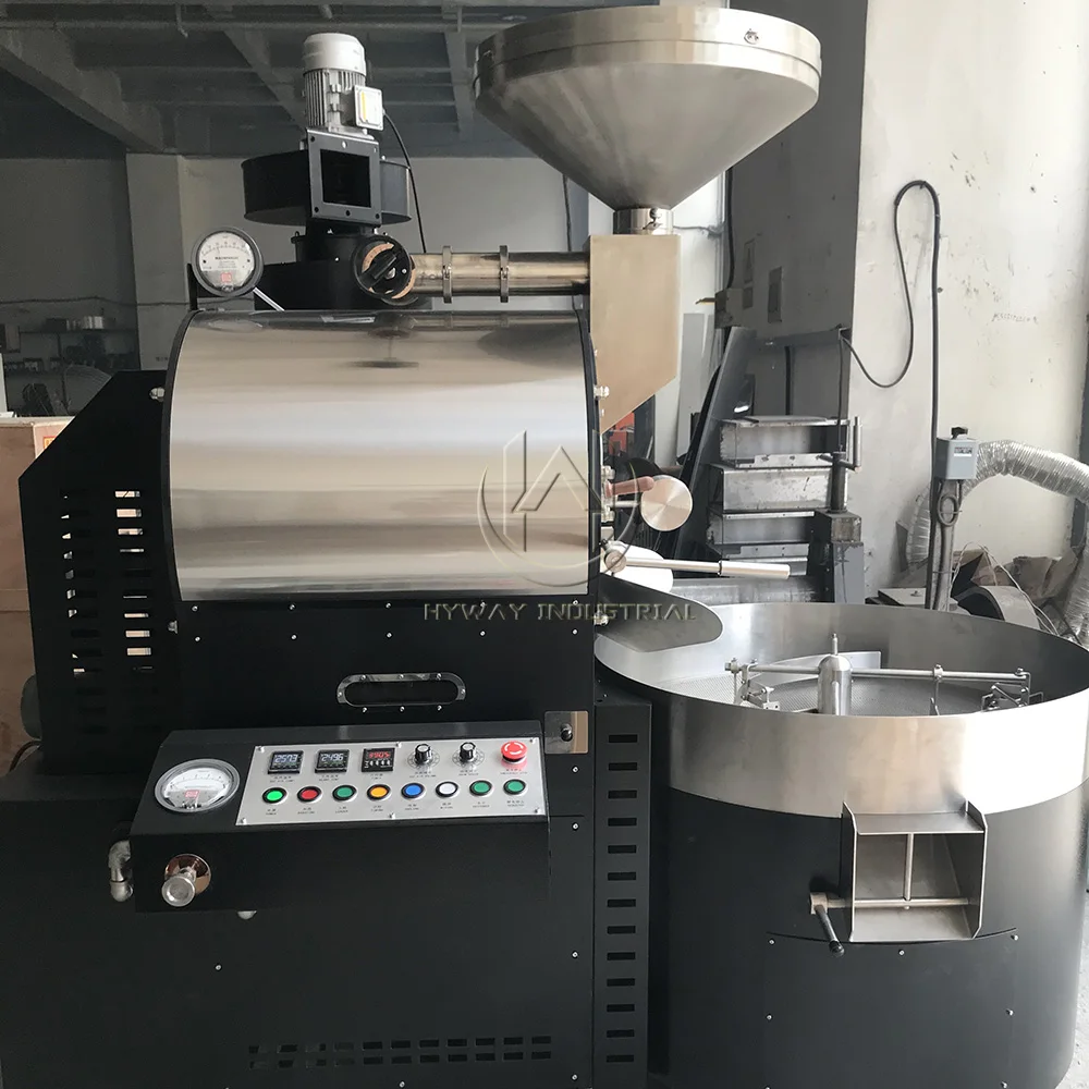 HW-17kg 15kg double drum cast iron stainless steel gas hot air heating coffee roasters coffee bean coffee roaster machine