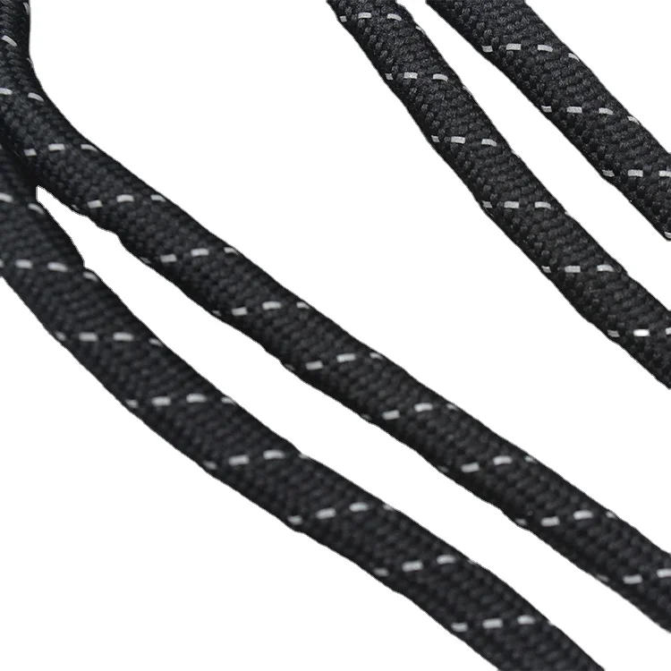 Customized Soft Nylon Round Solid Drawstring Cords With Reflective Filament