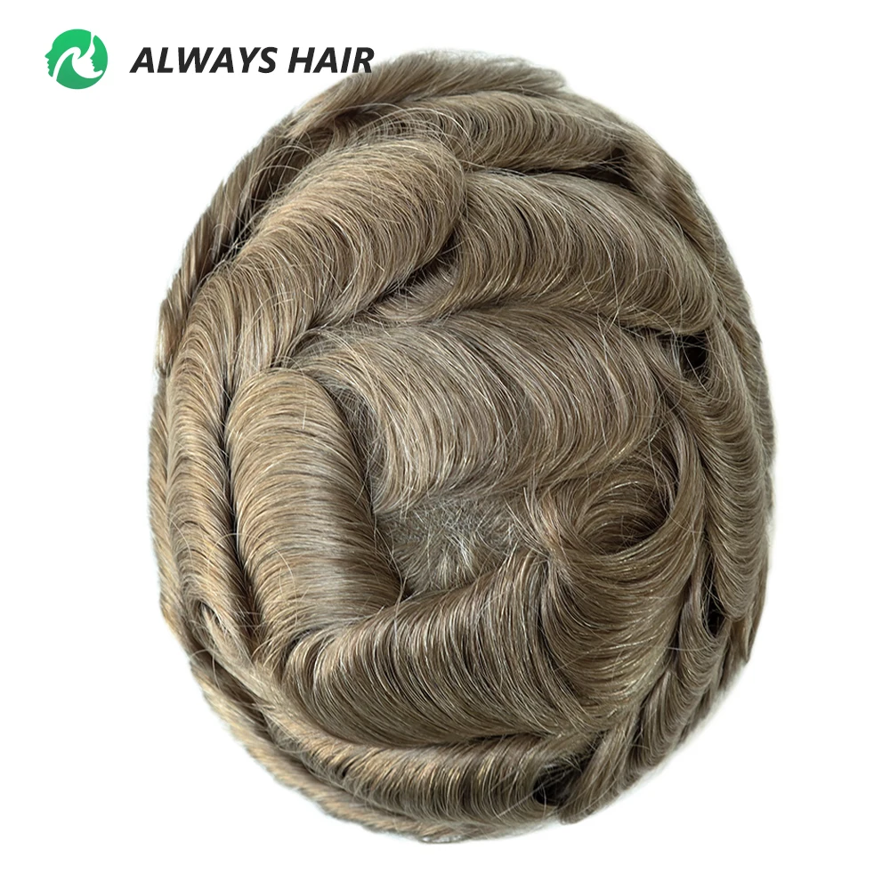 Air Lace - Super Breathable Swiss Lace Hair System All Bleached Knotted Hair Prosthesis for Men All Swiss Lace Human Hair Toupee