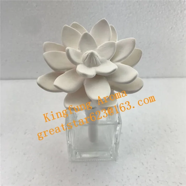 Hot Sell Ceramic Aroma Scent  Clay  Stone Ceramic Flower Diffuser Glass Bottle Reed Air Freshener