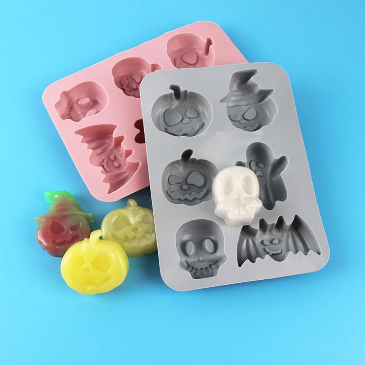 Ghost Festival Pumpkin Chocolate Cookie Cake Mold DIY Baking Tools Six Hole Halloween Silicone Mold