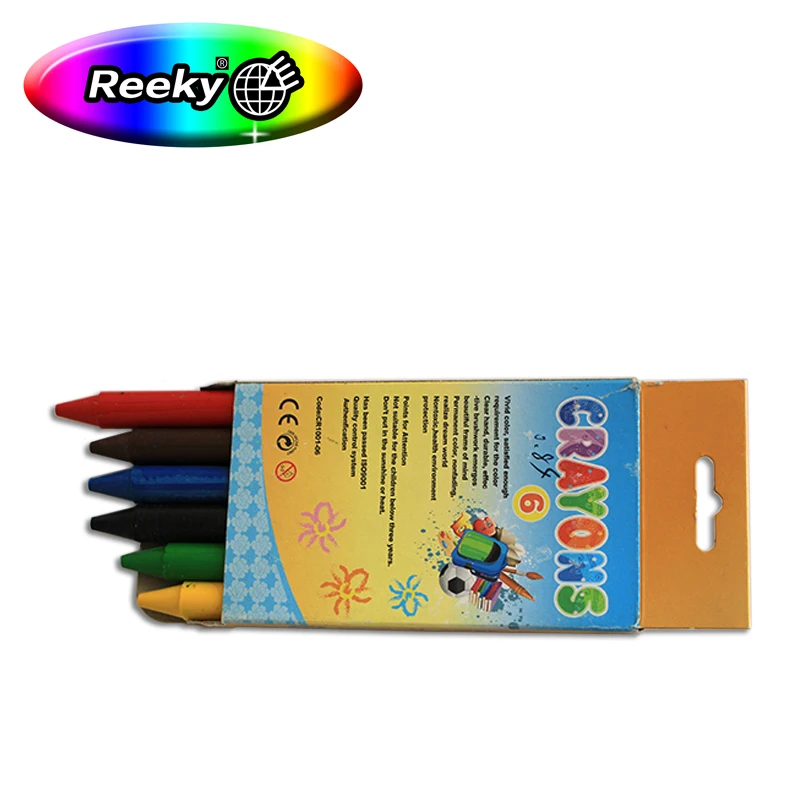 Square Crayon Art Drawing Crayons 6 Packing and Accept Customized Color Box 24 Peanut Bathtub Wax Crayons Set for Kids