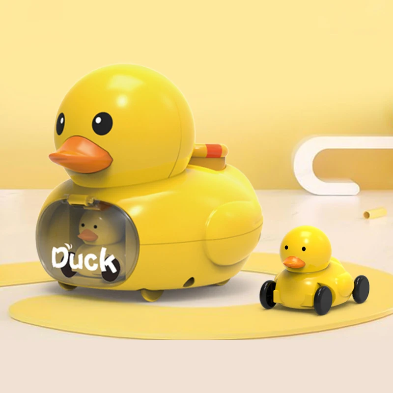 Hot Children Yellow Duck Toy Car Set Catapult Truck Press And Go Friction Inertial Stunt Car Toy