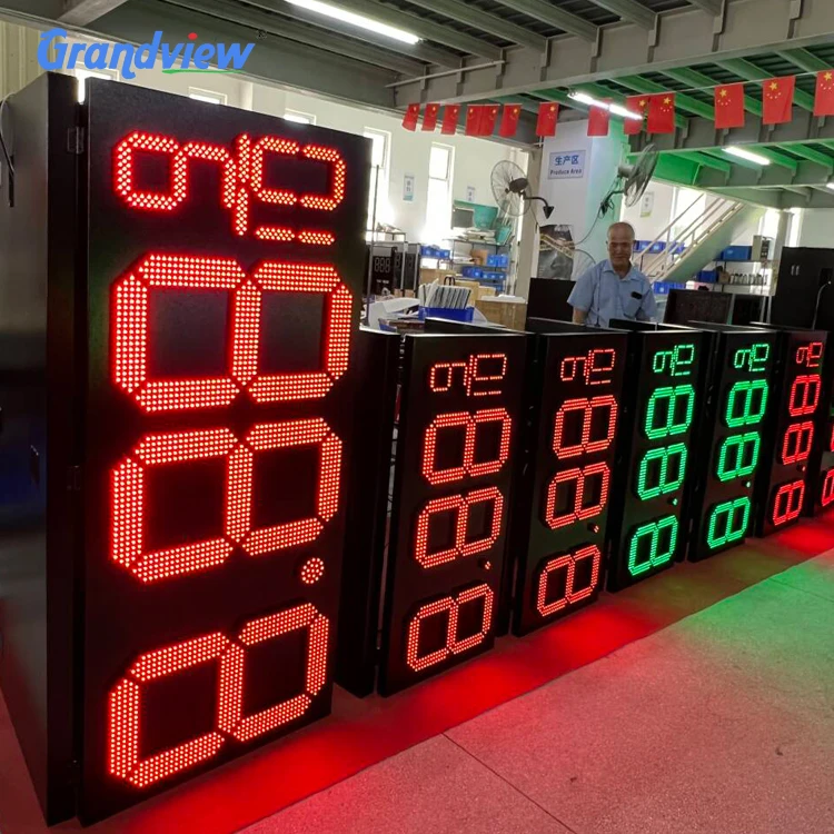 Grandview factory wholesale outdoor remote control yellow digital fuel price signs gas display for gas station