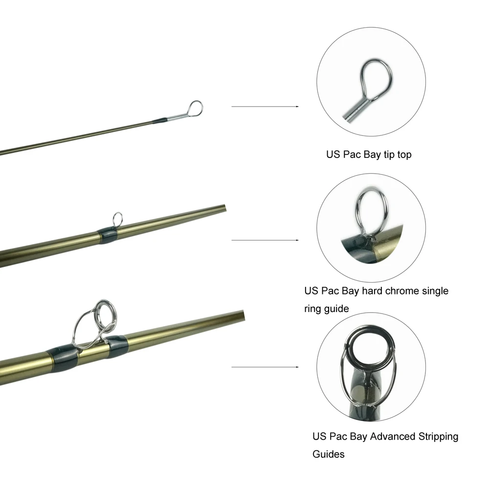 Stocked double handed fly rod with carbon fiber blank (B02)