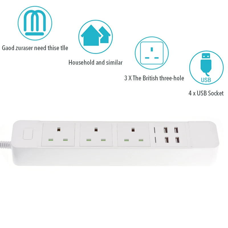 Smart Power Strip WiFi Bar with 4 USB Charging Ports and Smart AC Plugs, Compatible with Alexa,Google Home