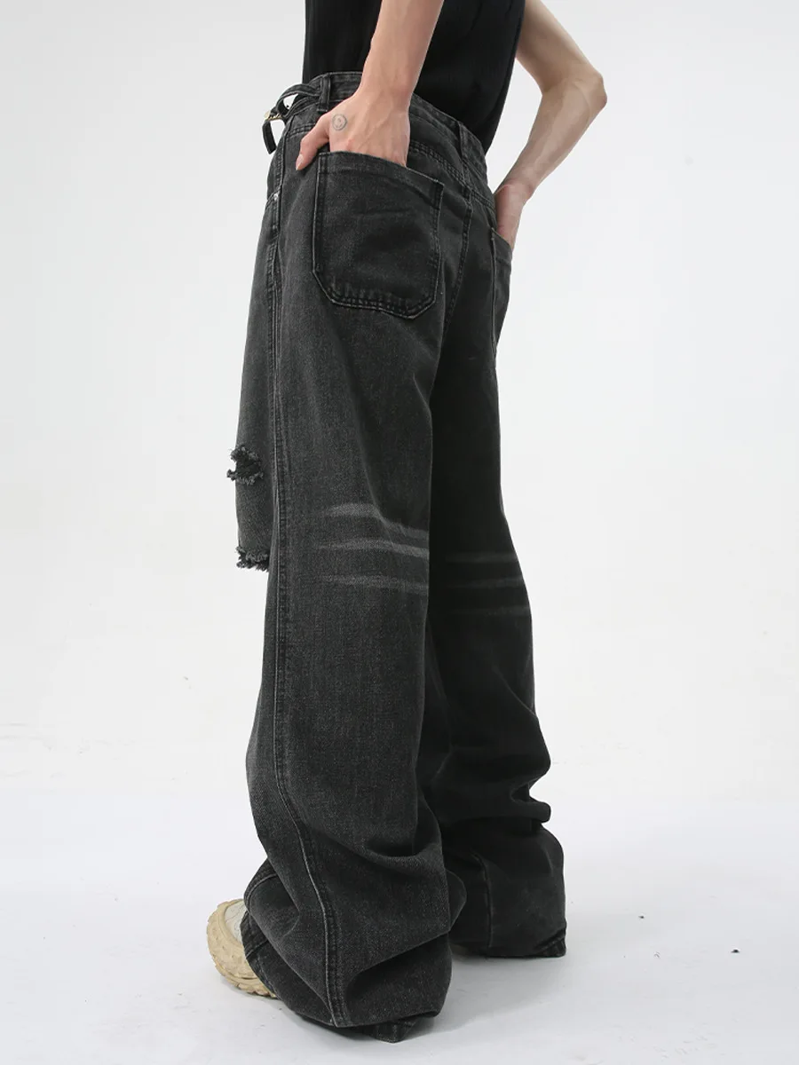 Manufacturers Custom High Quality Wide Leg Denim Hip Hop Streetwear Jeans Pants