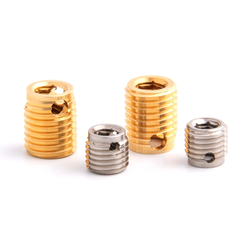 Brass Nut 302 Slotted Style M3 M4 M5 Threaded Metal Self Tapping Insert Slotted Screw Thread Repair Insert