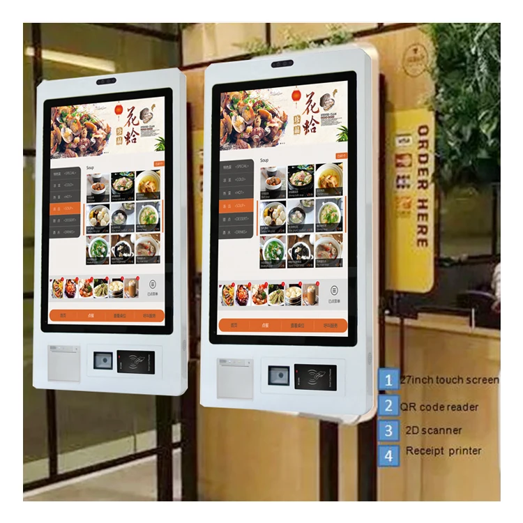 Payment Kiosks Capacitive Touch Screen Kiosk 32 Inch Wall-mounted Pos Machine Self Ordering Payment Terminal Kiosk Self Service