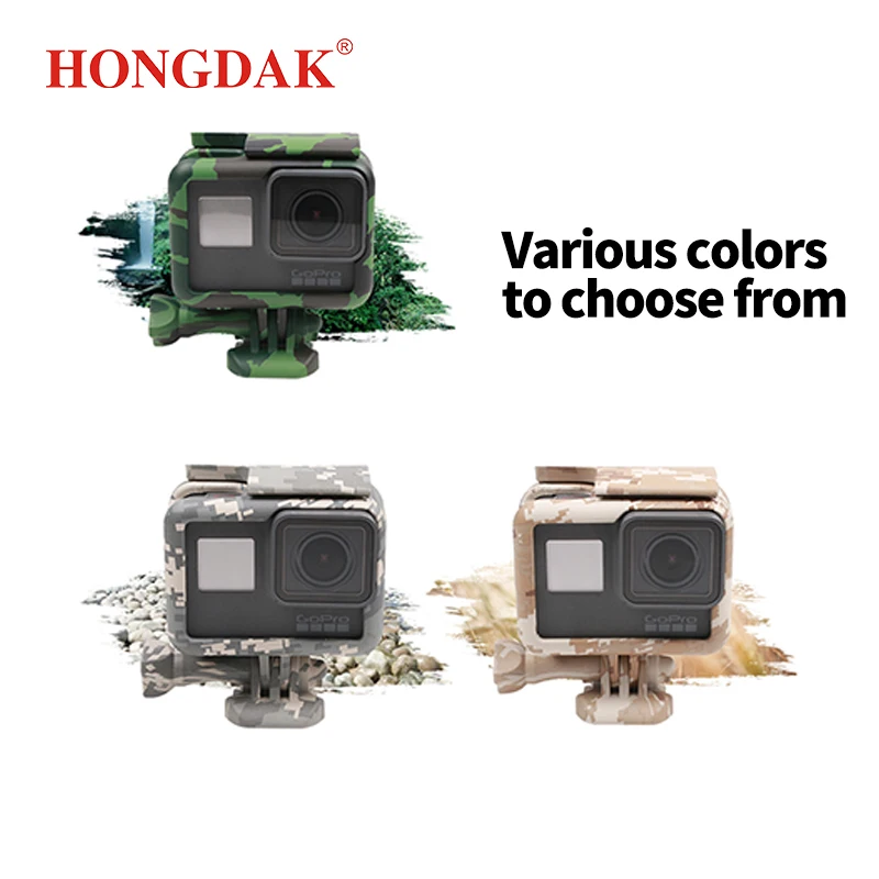 HONGDAK Protective Frame Case Shell Protector Housing Army Green +Lone Screw+ Base Mount For GoPro Hero 5 6 7 Camera Accessories