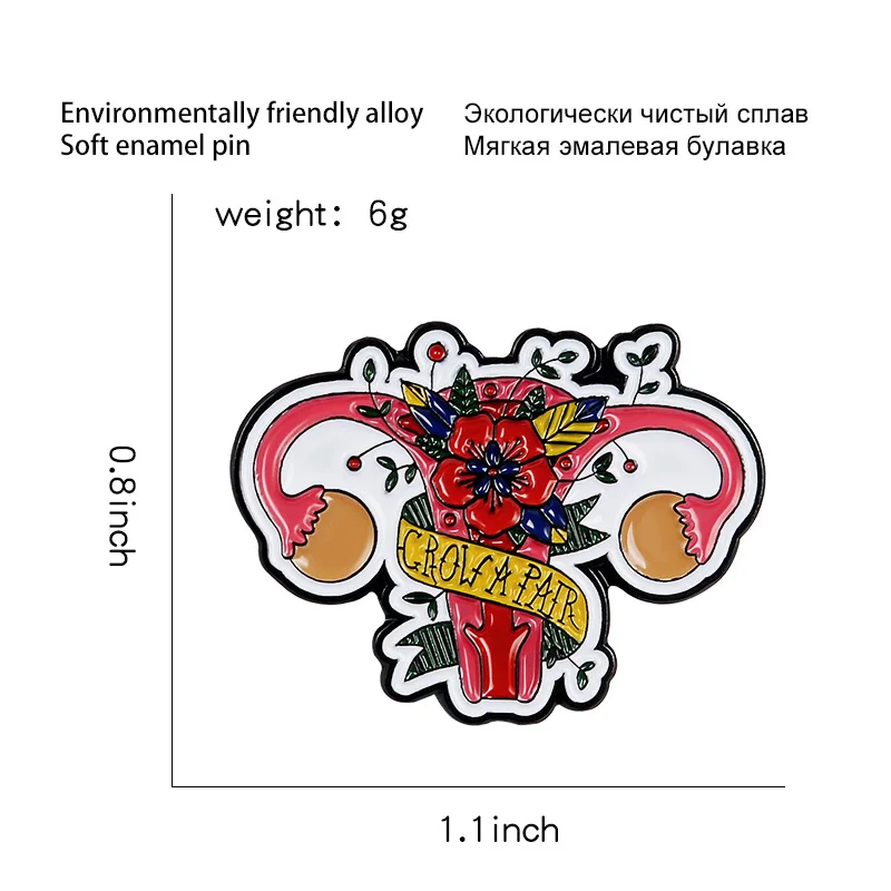 
Foreign Trade Hot Sale Europe And America New Alloy Brooch Cartoon Human Body Uterus Rose Flower Punk Retro Brooch Badge 