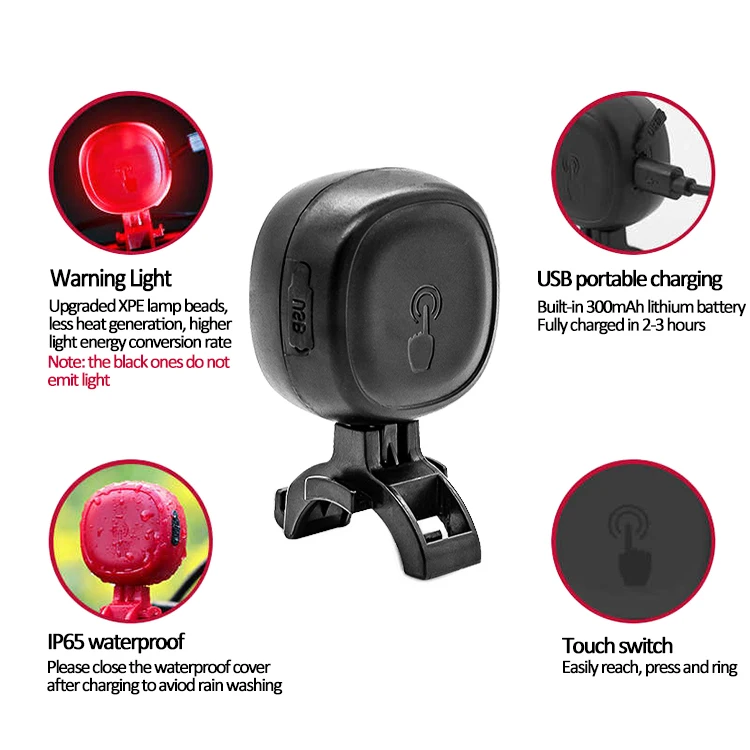 Volume Adjustable 90 - 110 dB Electric Bicycle Horn With Warning Light