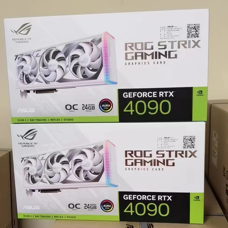 2023 новый A-sus RTX 4090 ROG STRIX черный белый 24 ГБ GDDR6 для игрового ПК компьютера в наличии