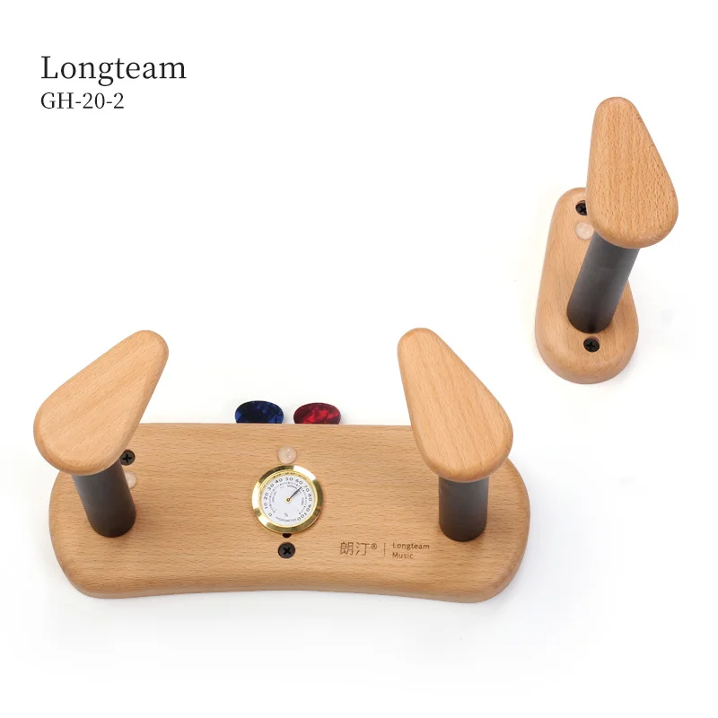 Split Type Solid Beech Wood Ukulele Hange with Hygrometer Wooden Violin Guitar Hanger Guitar Wall Stand Mount Bracket Holder