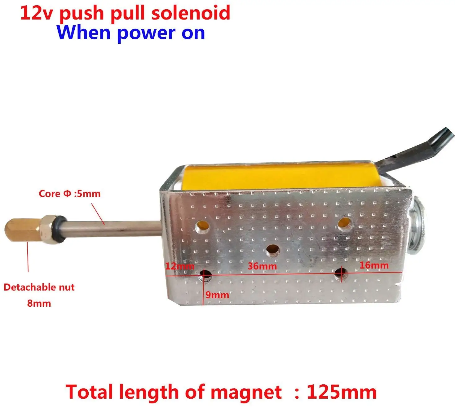 
HomTR DC 12v 24v 35mm long stroke push pull open frame electric solenoid small electromagnet 