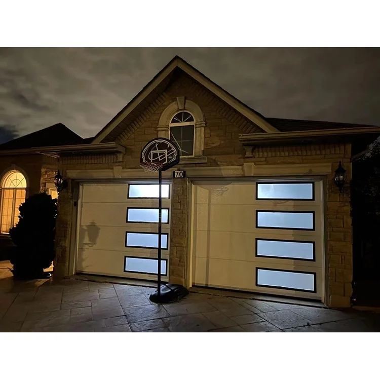 American style steel insulated flat mirror modern electric upturning garage door with perspective window manufacturer