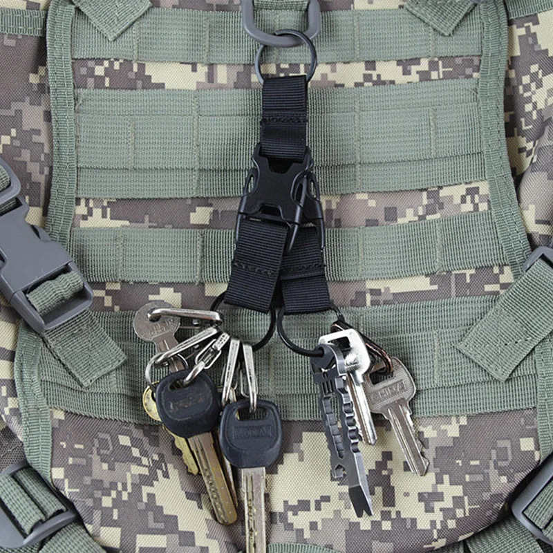 Outdoor Tactical Camping Backpack Hanging Buckle Quick Release Nylon Webbing Carabiner Locking Keychain Hook