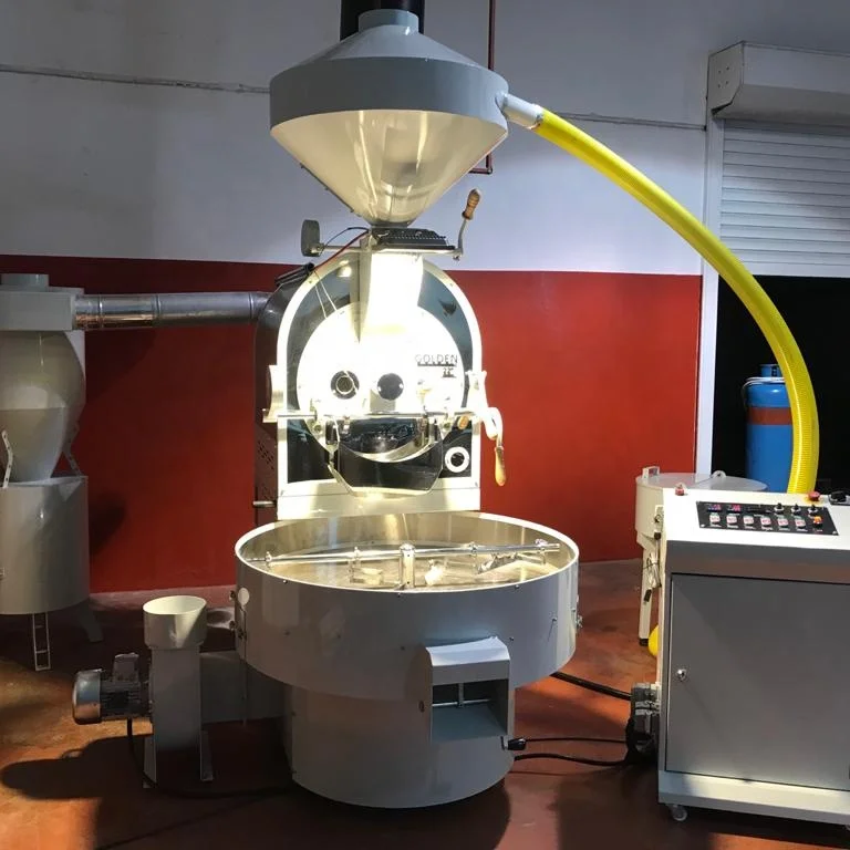 GR30  Golden Coffee Roaster with Loader Commercial Coffee Roaster, 30KG Green Bean Roasting Machine, Cast Iron Drum