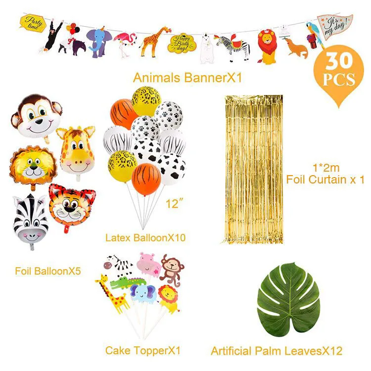 Nicro Woodland Safari Decorations Farm Jungle Animal Theme Baby Shower Boy Birthday Party Background Decoration Supplies
