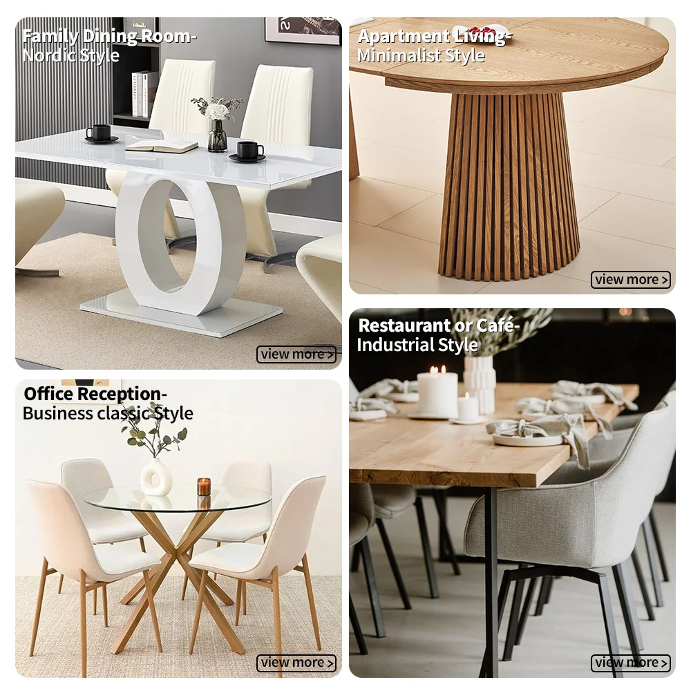 Modern Wooden Top Large Dining Tables Restaurant Kitchen Contemporary Dining Table Set