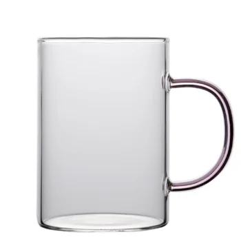 Кофейная кружка из боросиликатного стекла с цветной ручкой