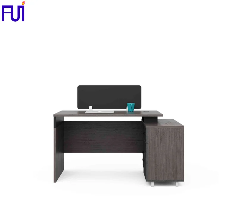 Hot sale office workstation design wooden partition desk 1.4m staff table 2 seater for office with drawer