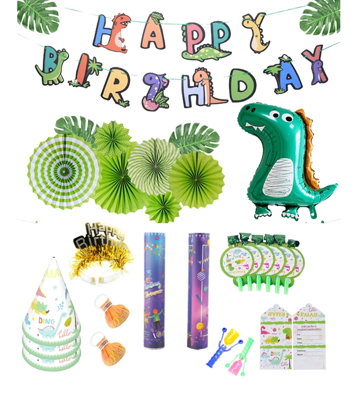 
Dinosaur Party Balloons and Birthday Banner for Kids Birthday Decorations Confetti Box 