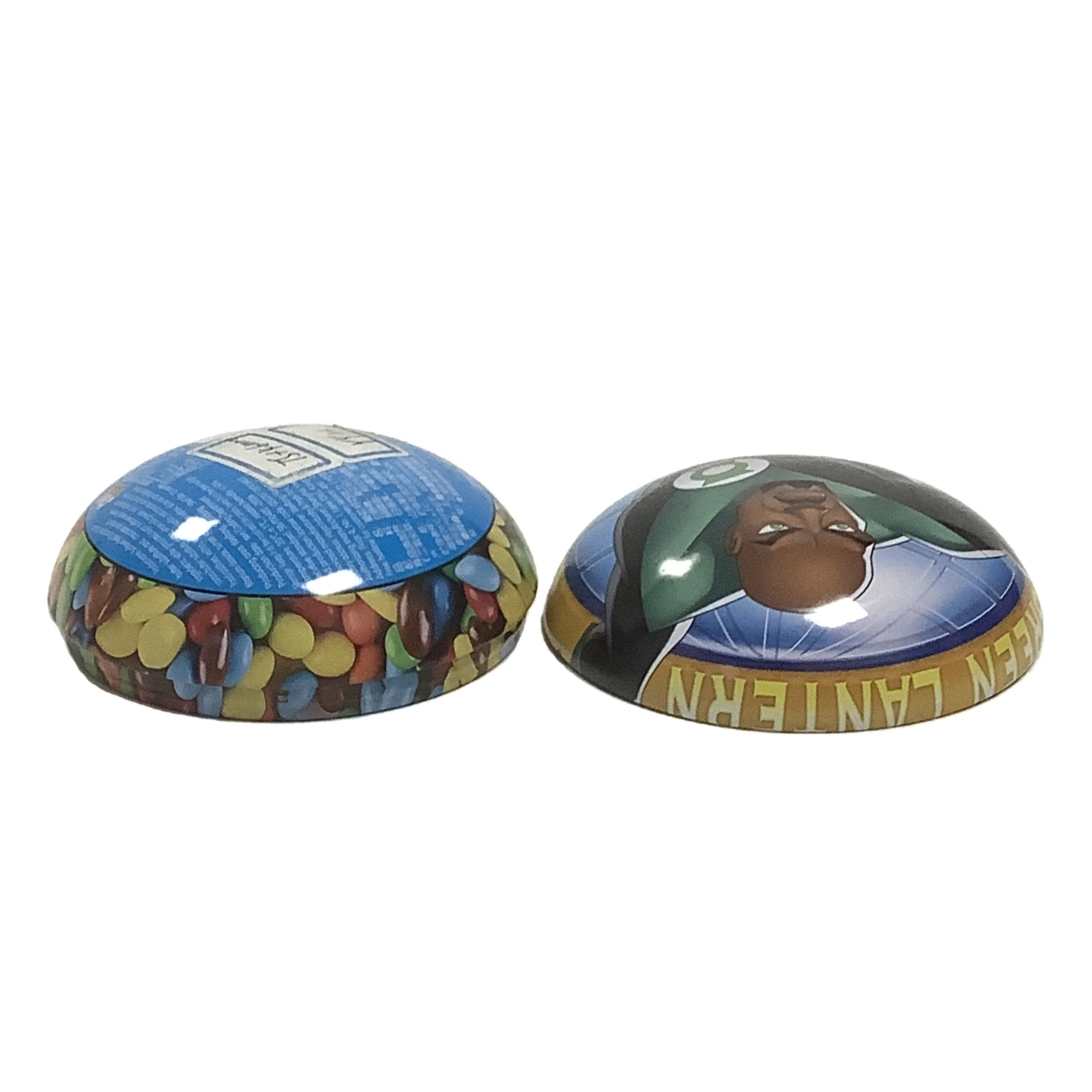 Wholesale Custom Printed round shape two pieces Metal tin can for candy