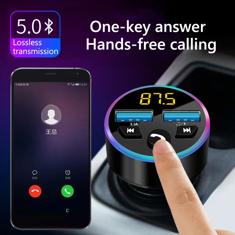 Usb Flash Drive Play 3.1A Dual Usb Fast Charging Handsfree Car Kit Stereo FM Transmitter Car Mp3 Player