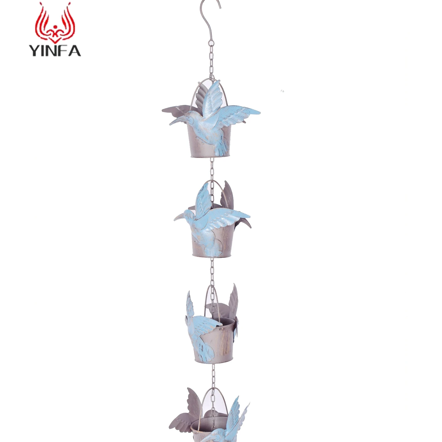 Yinfa Amazon Best Sale Bird of Peace Dove Garden Metal Weld Metal Art Decor Bell Rain Chain Gutter Downspout