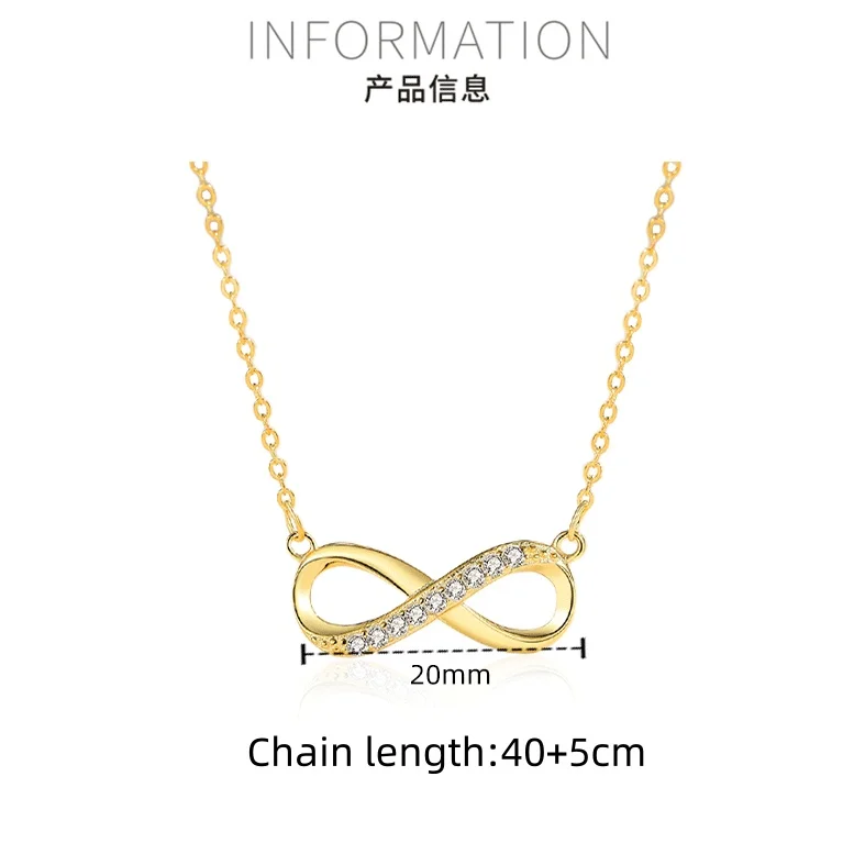 Dainty 925 Sterling Silver Infinity Symbol Necklaces Love 18k Gold Crystal Diamond Infinity Necklace Sterling Silver