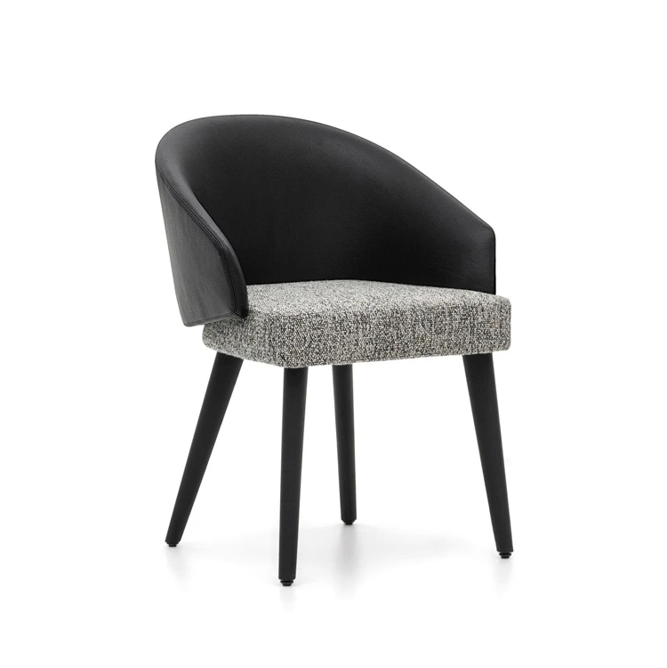 Nordic steel+solid wooden home dining chair modern leather+fabric Italian kitchen dining chair