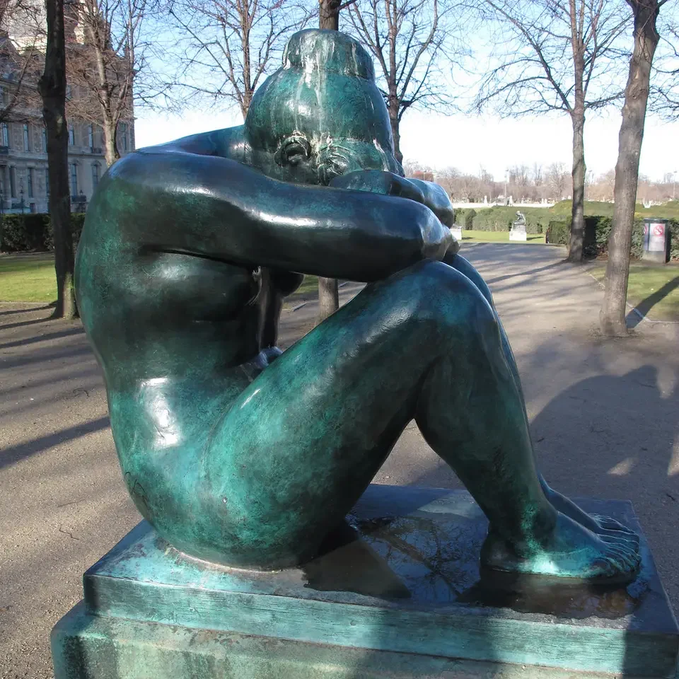 Garden decor Metal Crafts green patina copper art sex sculpture life size sleeping bronze lady statue