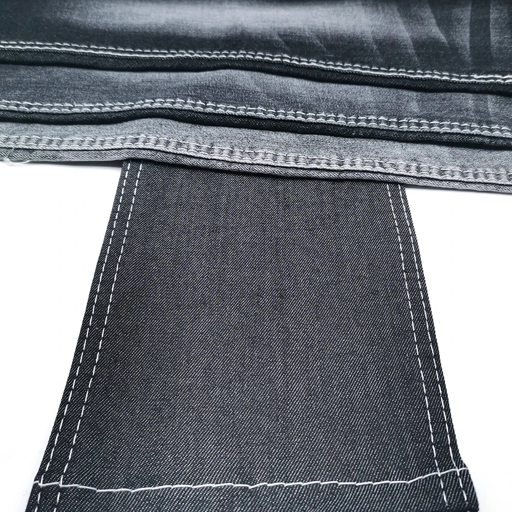 Stretch 12OE warp slub affordable price denim fabric 7.8oz width 176-178cm right twill black wholesale C1245