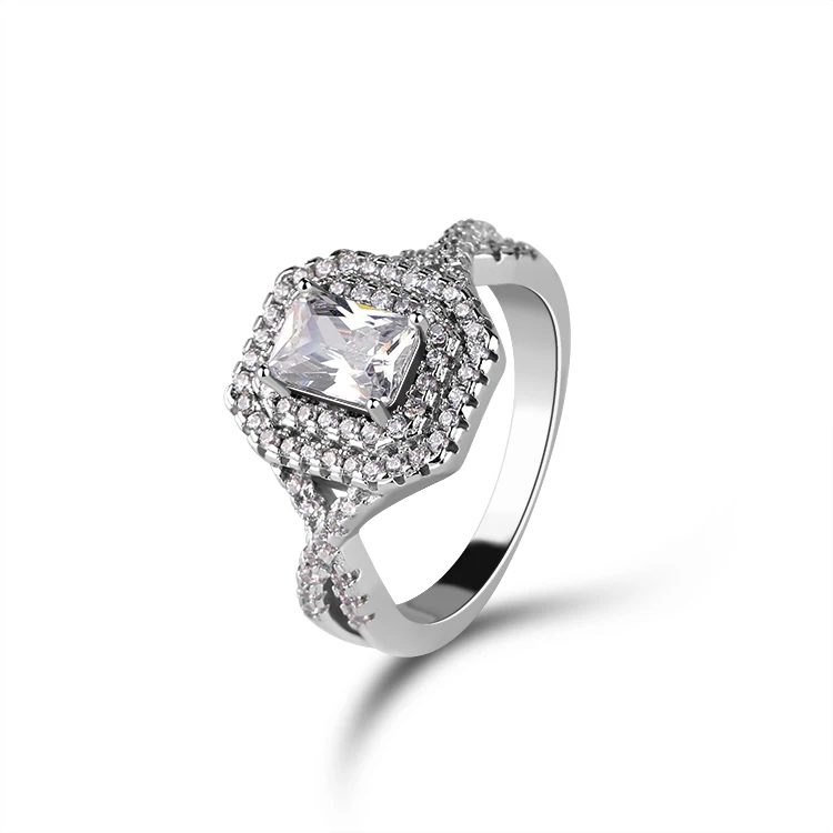 Luxury Fashion Women Jewelry Big Stone Rings Cubic Zirconia Ring 925 Sterling Silver Rings For Women