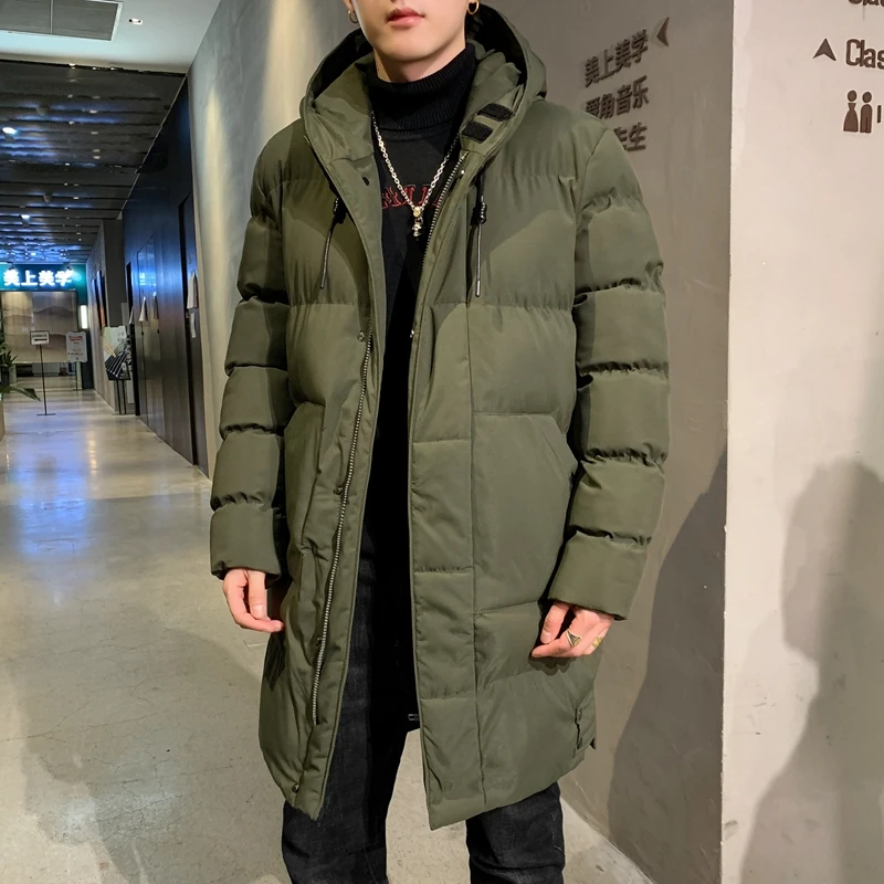 Winter Cotton-padded Jacket Mid-length Cotton-padded Jacket Korean Men Thick Warm Mens Down Padded Jacket Hooded Coat