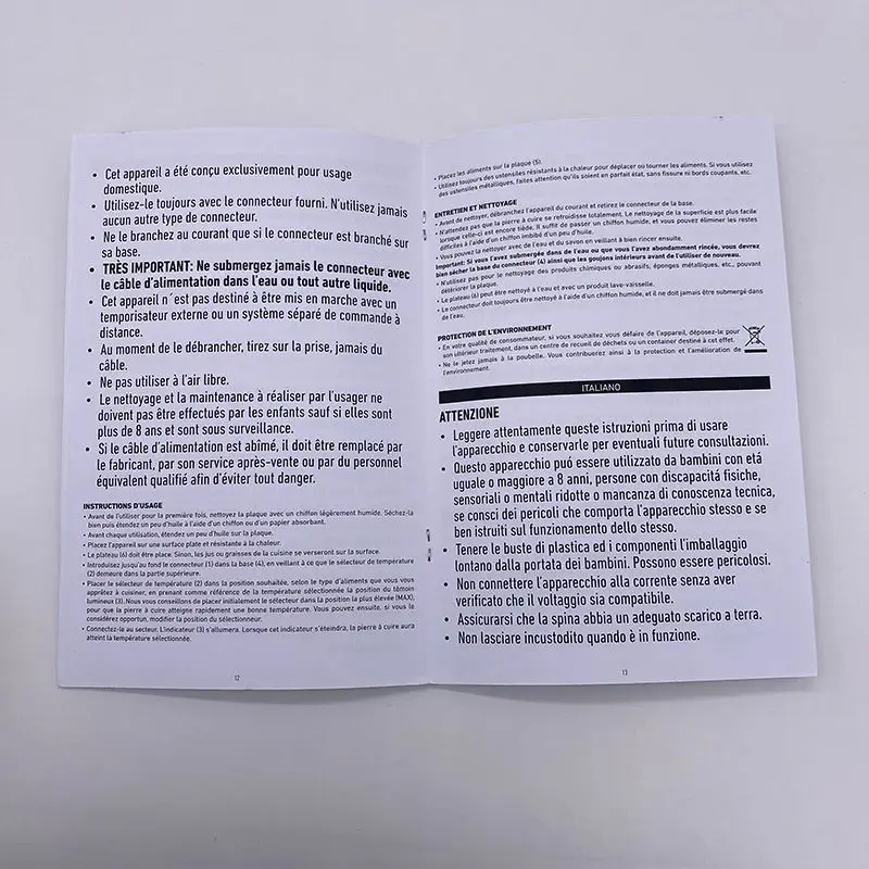 Paper Flyer Brochure Booklet Hot Sale Certified New Instruction User Manual Printing Wholesale Custom A4 Customized Promotion