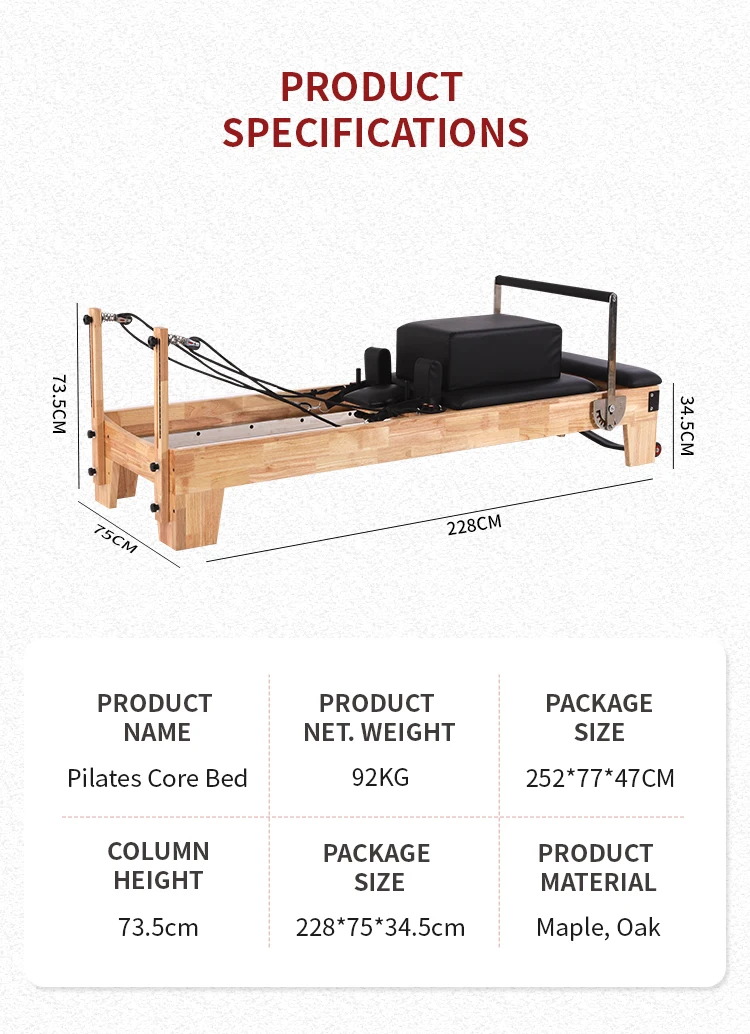 Dinuo Hot Sale High Quality Gym Fitness Equipment Pilates Training Bed Oak Pilates Cadillac Reformer