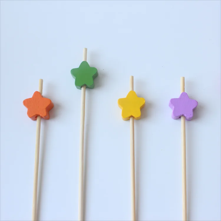 Jimao Love Звезда сливы цветы одноразовый бургер логотип бамбуковая палочка пищевая этикетка для фруктов Шпажки украшения