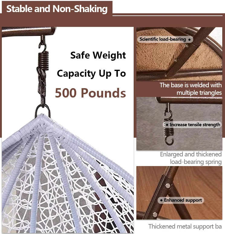 Wholesale Custom Design Outdoor Cheap Modern Balcony Garden Rattan Patio Egg Pod Hanging Swing Chairs With Stand For Living Room