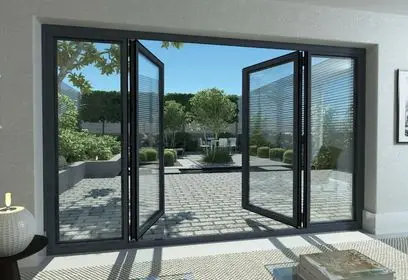 3 Panel Aluminium Folding External Door  Factory Price Minimalist Interior Folding Doors