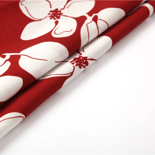 wholesale luxury stretch soft garment clothing red floral printed crepe fabric
