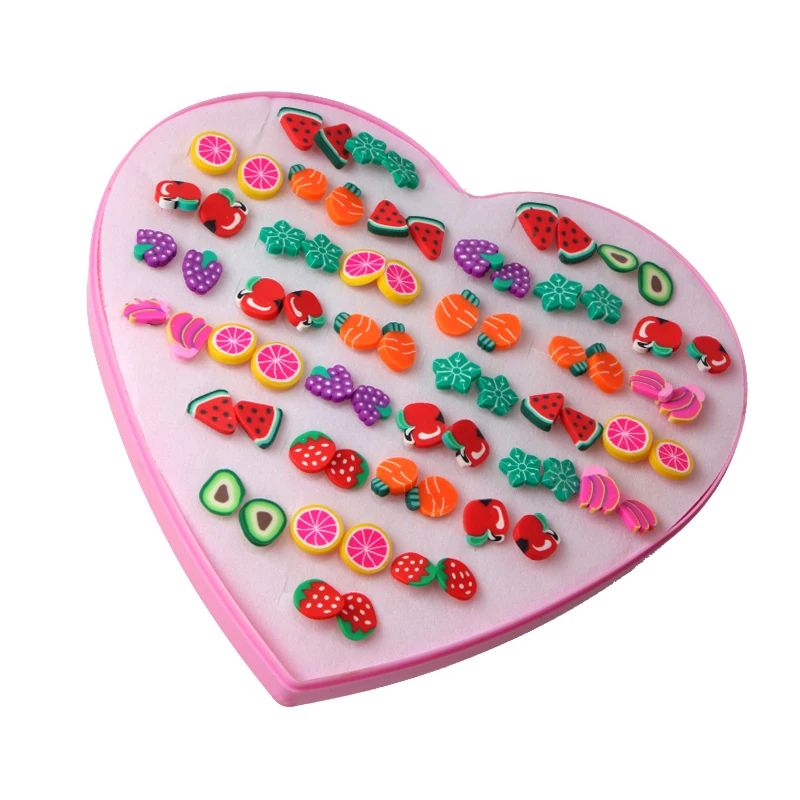 Персиковое сердце коробка Terra-Cotta серьги-гвоздики в форме фруктов милые серьги для маленькой девочки глиняные серьги из полимеров