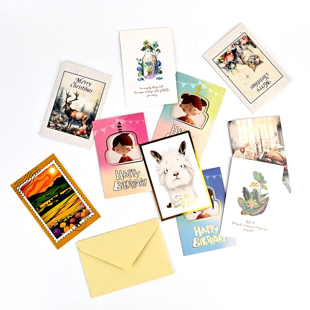 Custom Printing Luxury Thank You Cards Set With Envelope And Stickers Greeting Card For Business Or Birthday