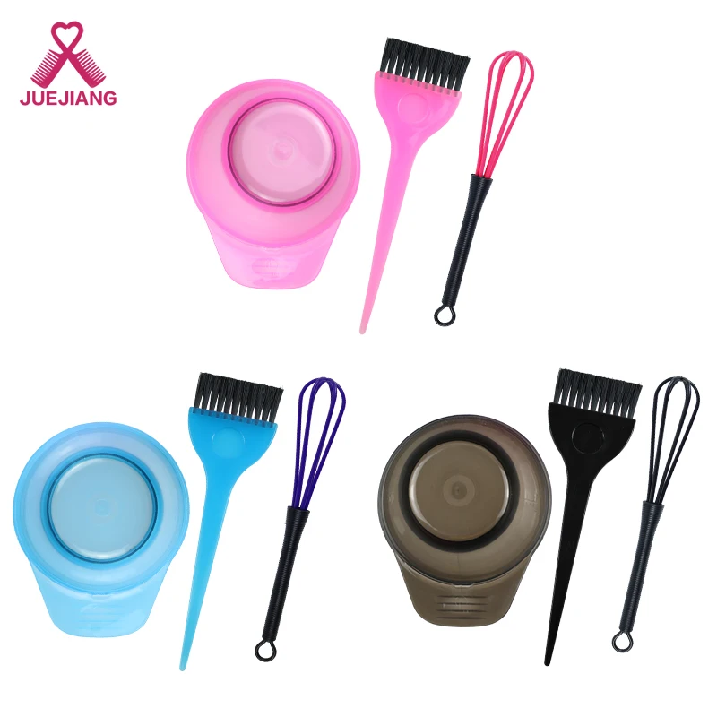 3 Colors Pro Hair Dye Brush and Bowl Set Hair Coloring Dyeing Kit for Salon and Home Comb Tinting Bowl Dye Mixer