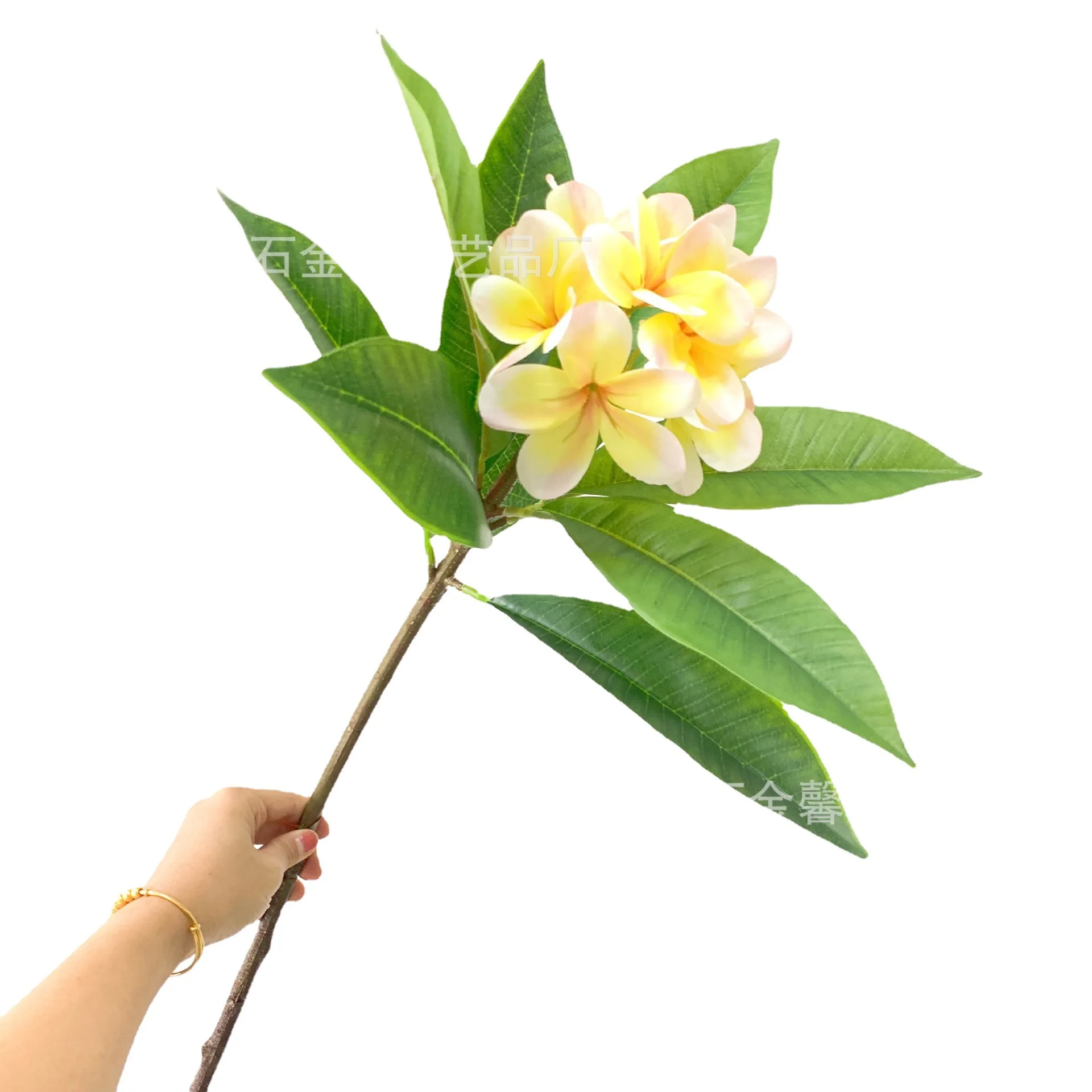 F-R0427  3D printed hand-felt flower bouquet real touch yellow fake flower with leaf