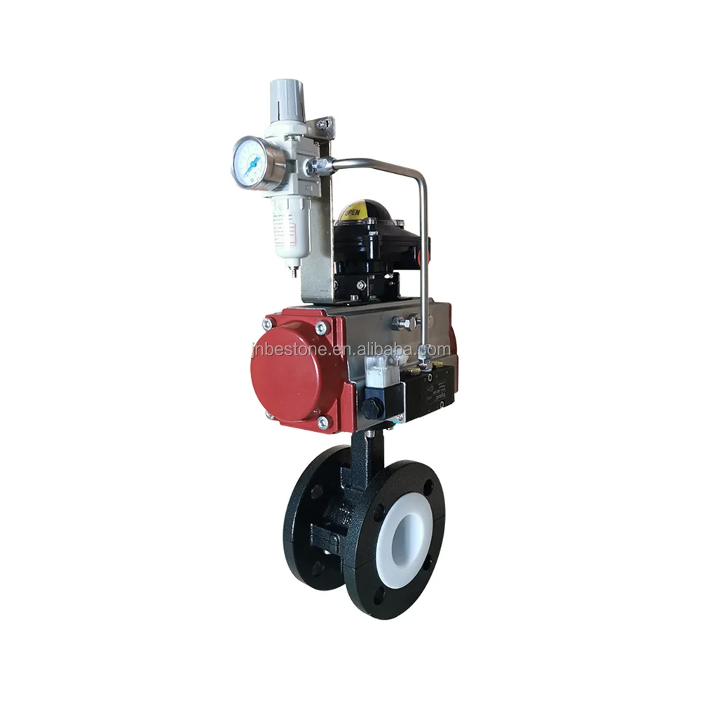 SS304 Flange Full PTFE lining butterfly valve
